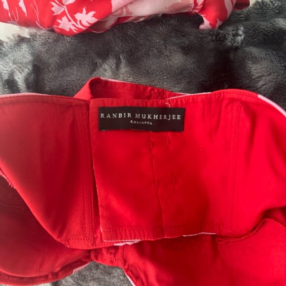 Ranbir Mukherjee Red & Pink Saree, XS - Picture 7 of 8